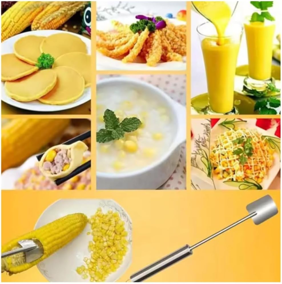 Stainless Steel Corn Sheller - Fast Corn Kernel Remover for Corn Cobs, Ergonomic Handle Kitchen Tool for Home & Professional Use