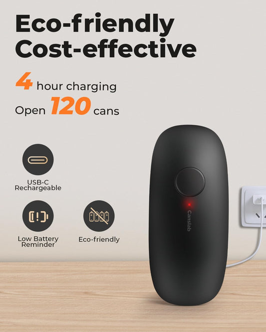 Canslab Ultrablde (Basic Version)_Rechargeable Electric Can Openers for Kitchen for Seniors with Arthritis- USB Battery Can Opener for Any Size Can - Smooth Edge, Handsfree, Wall Mountable Opener