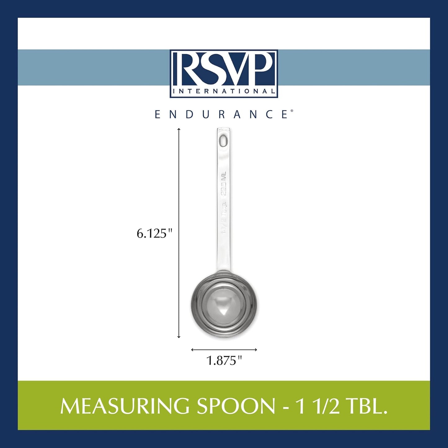 RSVP International Endurance Kitchen Collection Open Stock Measuring Spoon, Stainless Steel, Dishwasher Safe, 0.5-Teaspoon
