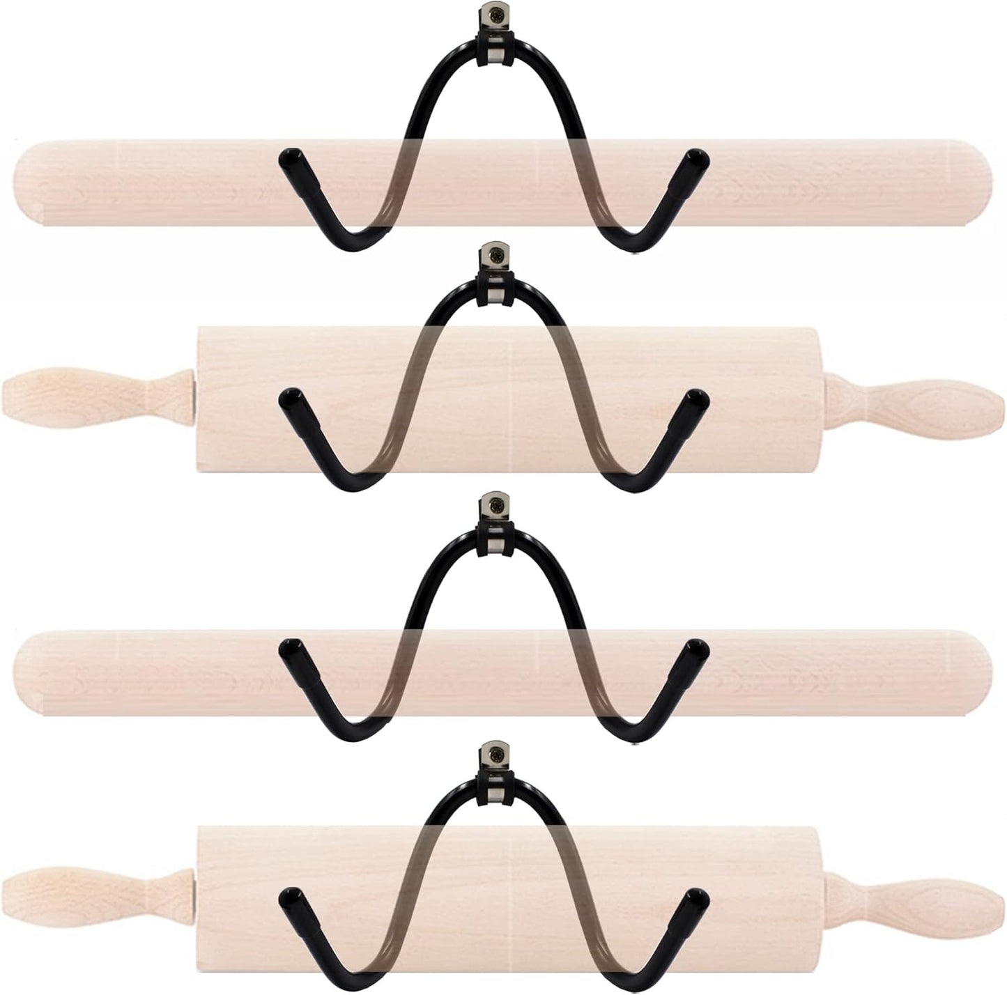 YYST Rolling Pin Holder Rolling Pin Display Rack Rolling Pin Storage - Hardware Included - No Rolling Pin-4/PK