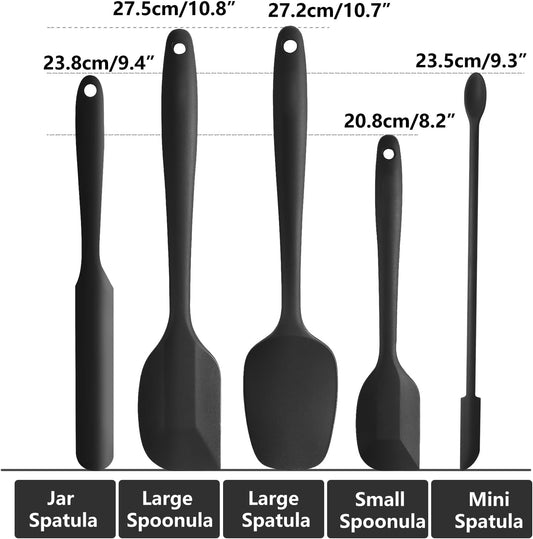 5 Piece Pink Silicone Spatula Set, Heat Resistant Rubber Spatulas Set, Silicone Kitchen Utensils Set Dishwasher Safe for Nonstick Cookware Baking Cooking