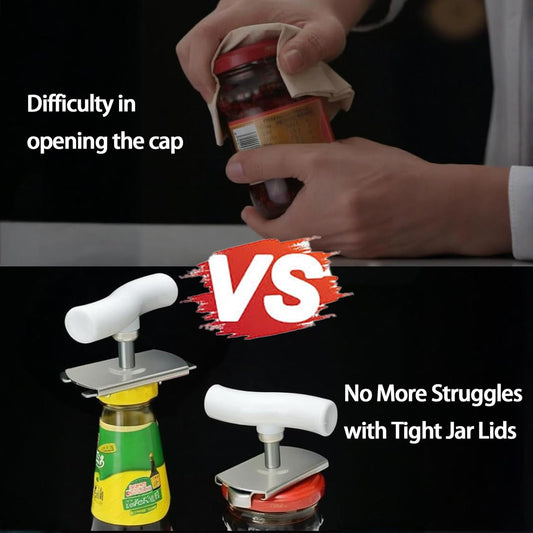 Adjustable Stainless Steel Jar Opener for Seniors, Heavy Duty Jar Lid Opener, Manual Gripper for Weak Hands, Multi-Size Lid & Bottle Opener