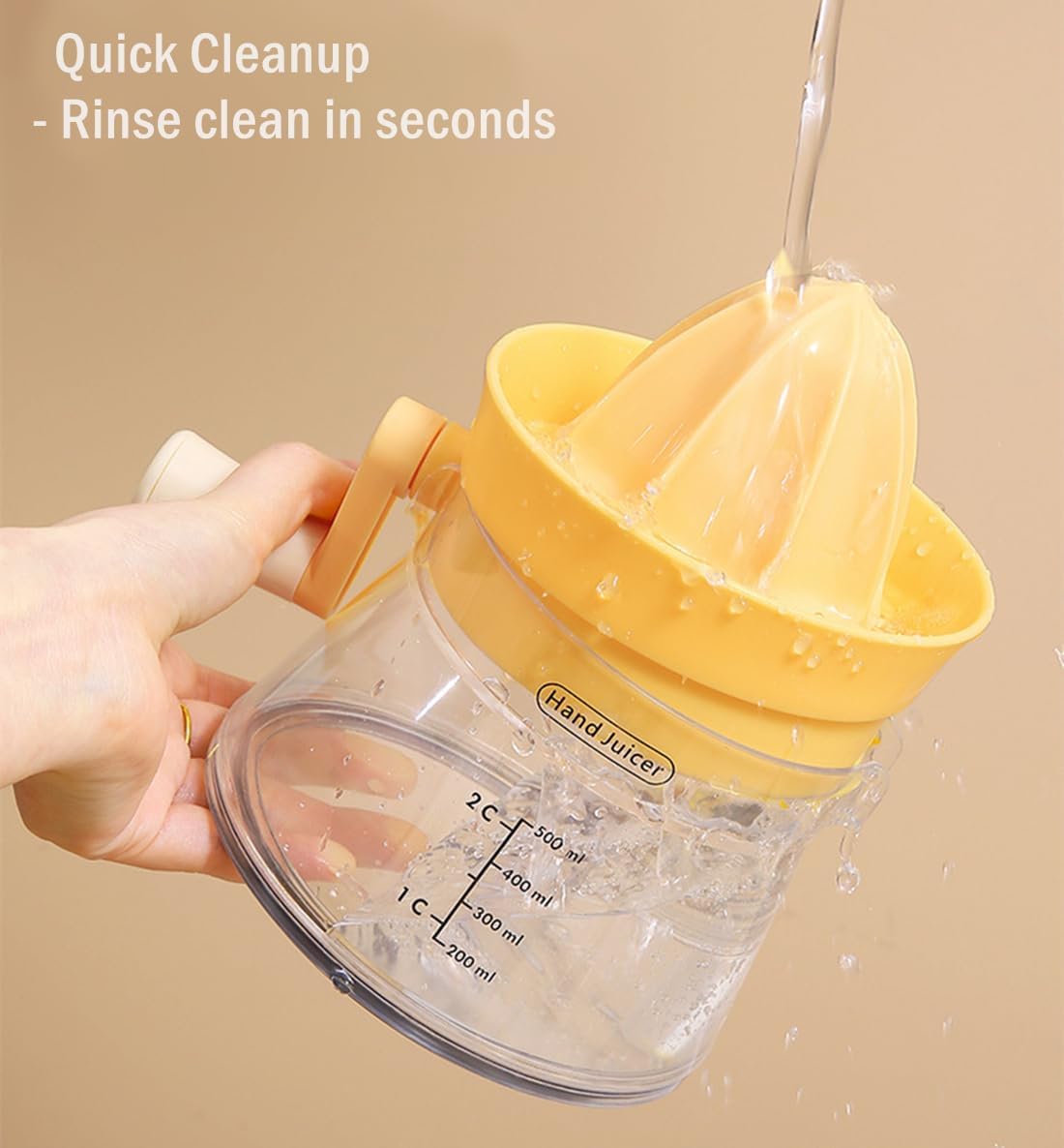 Manual Citrus Juicer with Rotating Crank-500ml Large Capacity Hand Press for Lemon Orange Lime Grapefruit | Max Extraction,Ergonomic Handle for Effortless Squeezing,Dishwasher Safe & Compact Storage