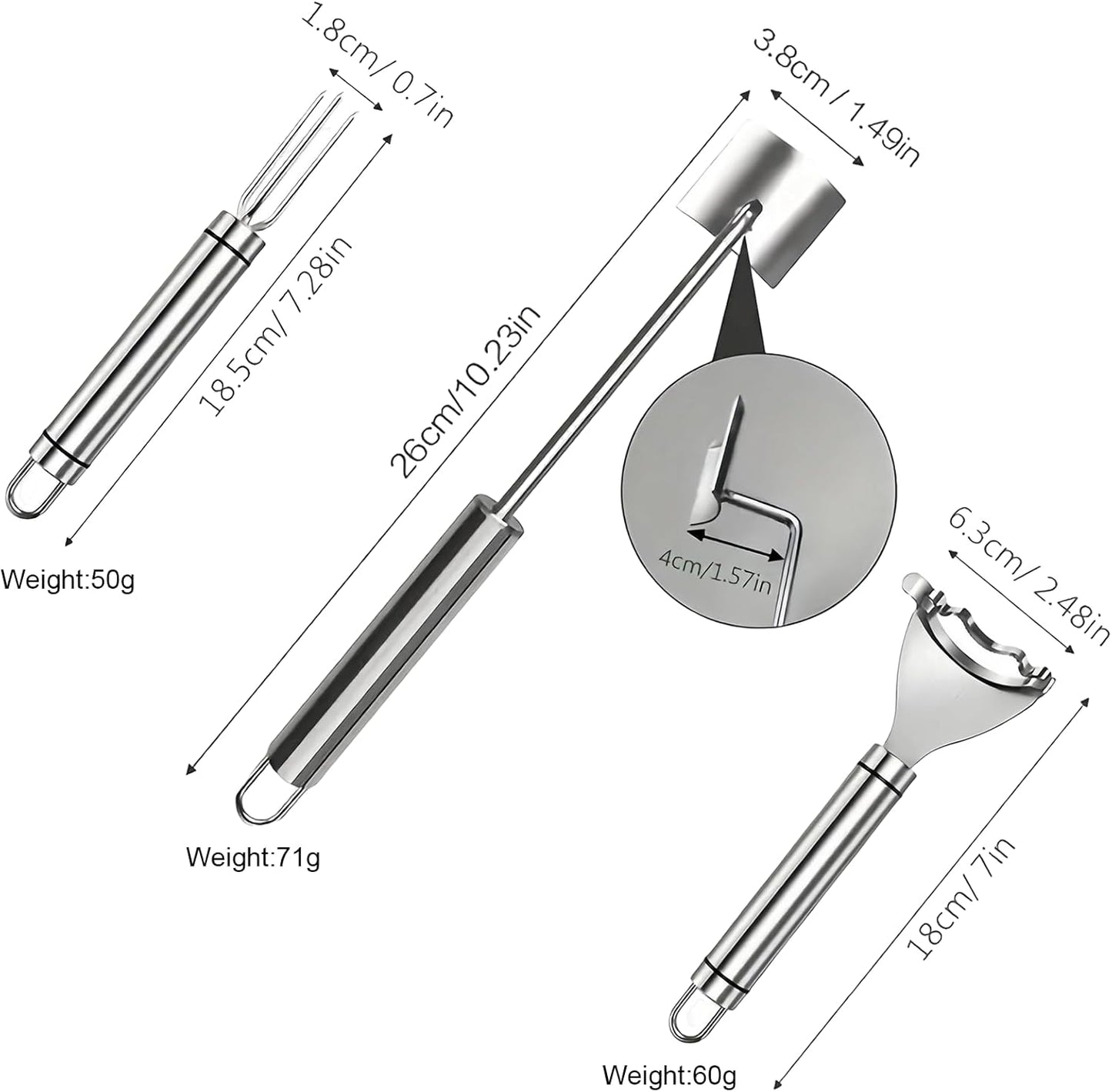 2 Pcs Stainless Steel Corn Peeler and Stripper Tool Set, Ideal Gadget Tool for corn on the cob BCMON