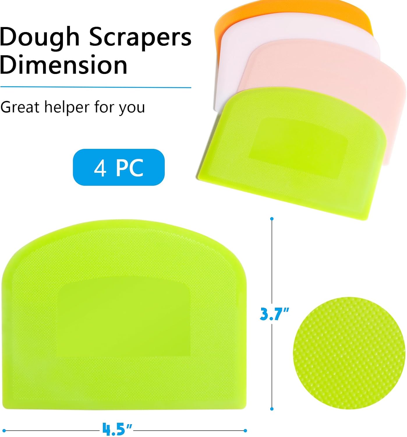 Bench Scraper Dough Scraper for Baking, 20 PCs BPA Free PE Plastic Flexible Bowl Scraper, Food-safe Plastic Dough Cutter for Bread Cake Dough Fondant Icing (White, Green, Orange, Pink)