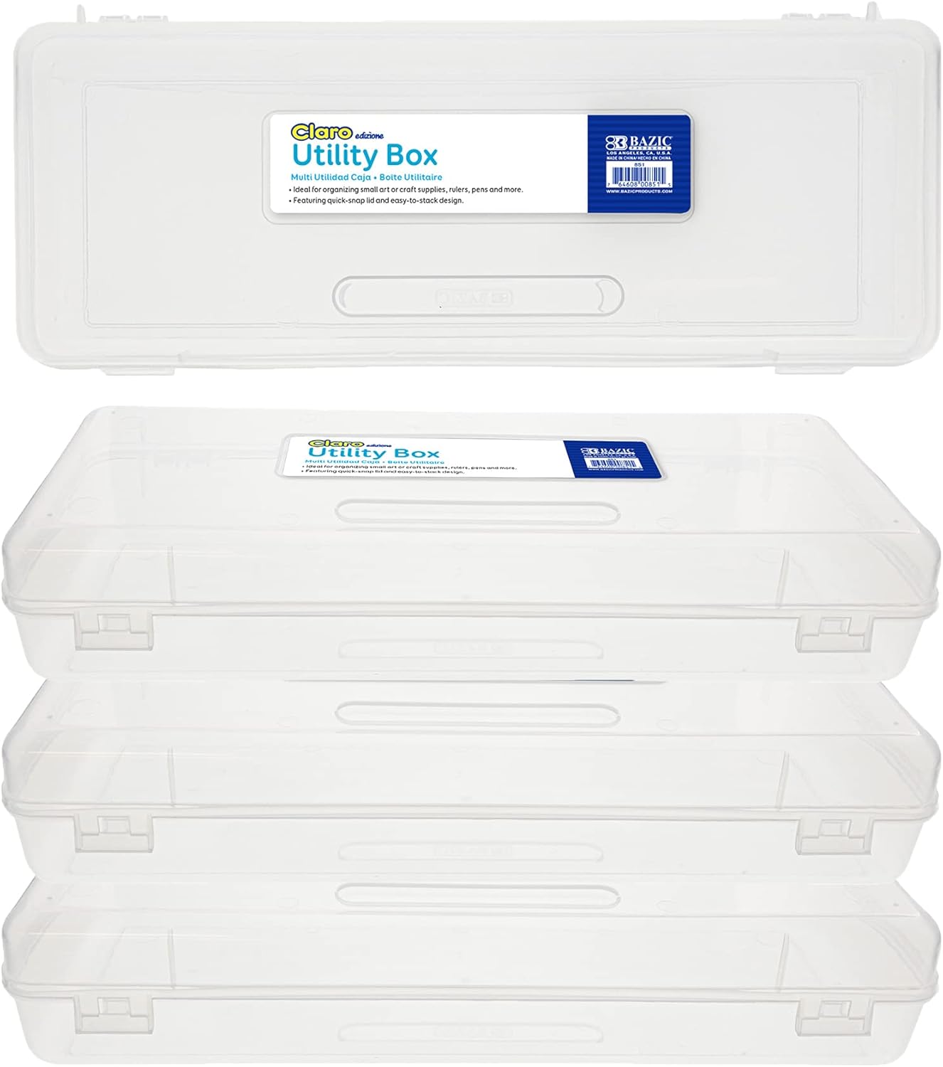 BAZIC PRODUCTS Clear Utility Box, Ruler Length, 1 Count, Polypropylene