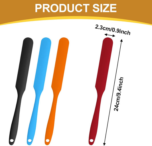 4 Pcs Jar Spatula Long Handle, Long Handle Sourdough Scraper for Jars, Baking & Cake Icing, Cream, Butter & Batter Kitchen Tool Set with Non-Slip Grip(Purple/Pink/Green/Yellow)
