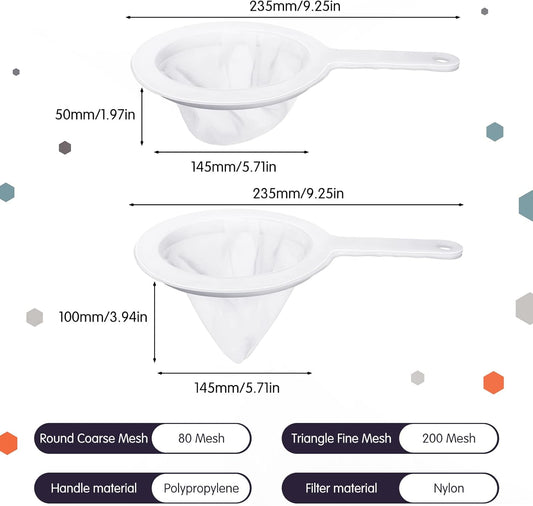 Yinkin 2 Pcs Baby Brine Shrimp Net Sieve Fish Net Aquarium 80 Mesh 200 Mesh Sieve for Filter Shrimp Hatchery Fry Brine Eggs for Hatching Baby Fish Separator