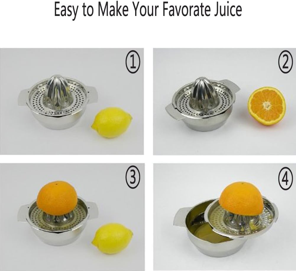 Stainless Steel Manual Juicer Fruit Lemon Lime Orange Squeezer with Bowl Juicer Strainer