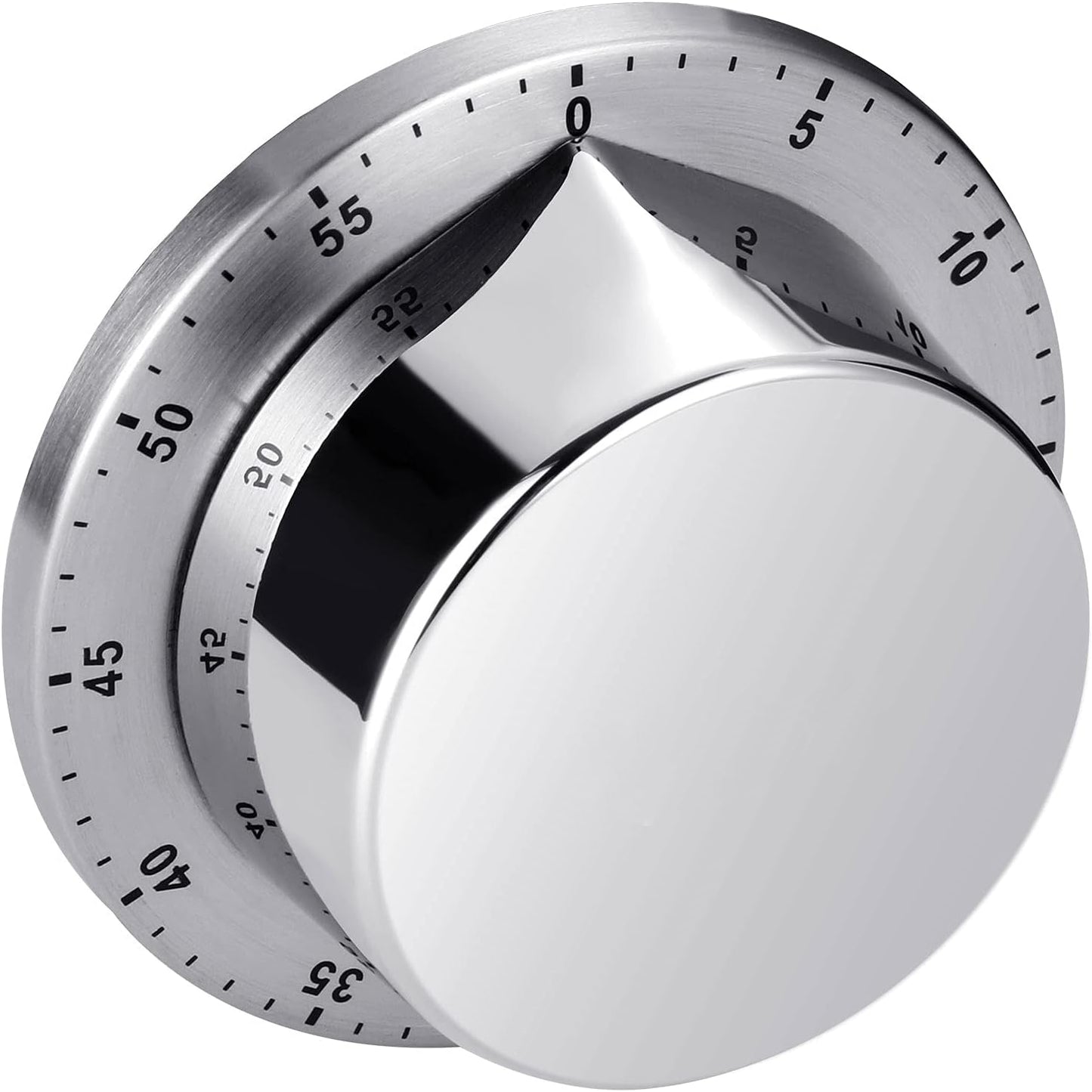 Albayrak Kitchen Timer, Chef Cooking Timer Clock with Loud Alarm, No Batteries Required, 100% Mechanical - Magnetic Backing, Exquisite Stainless Steel Body - Countdown Reminder - Silver 1Pack