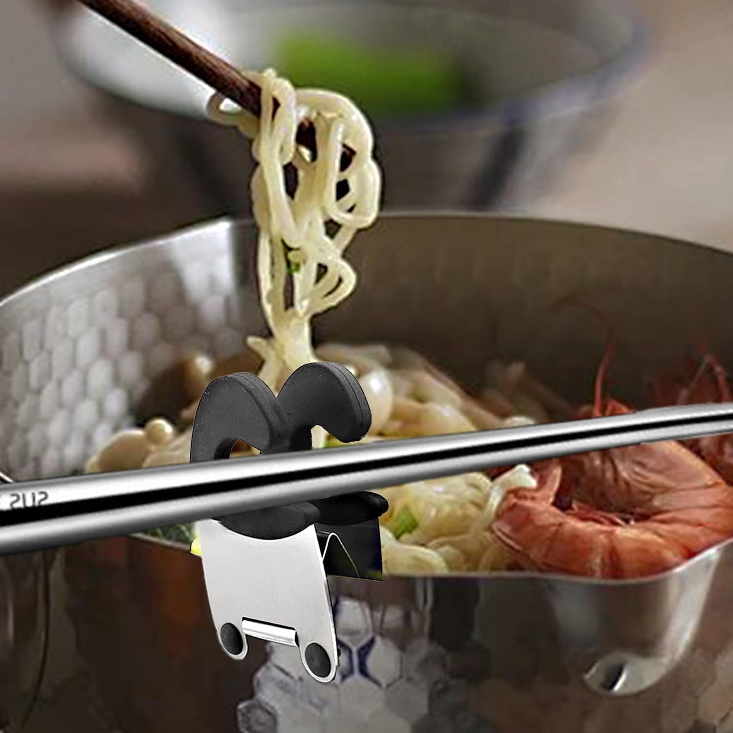 Pot Spoon Holder Pot Clip Holder Anti Scald Silicone Grip for Spoon Spatula Fork Cooking Utensils Spoon Rest Kitchen Accessories Tools 4 pieces (Black)