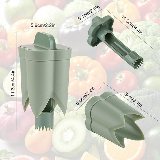 Pepper Seed Corer Remover, 2 in 1 Bell Pepper Cutter Pepper Porer Seed Remover Tool, Pepper Deseeder Bell Pepper Corer Tool Pepper Cutter for Vegetables Kitchen Gadget (Beige)