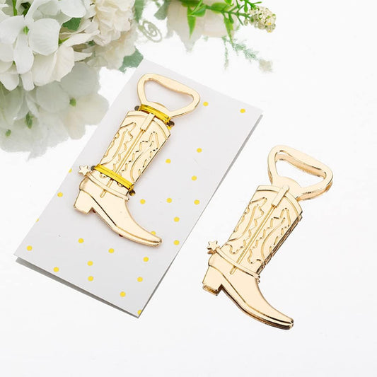 Cowboy Boot Bottle Opener for Wedding Party Favor (12pcs,Gold Tone)