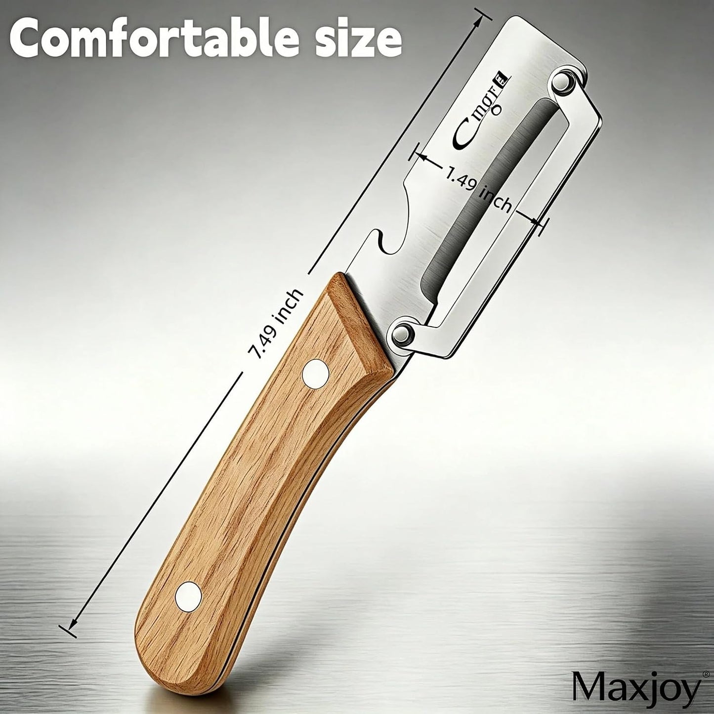 Vegetable Peeler, Stainless Steel Wooden Handle for Potato, Fruit | Multifunctional, Zero-Snag Flex, Built-in Bottle Opener, Ergonomic Nonslip Right-Hand Grip, 2 in 1 Veggie Apple Kitchen Tool