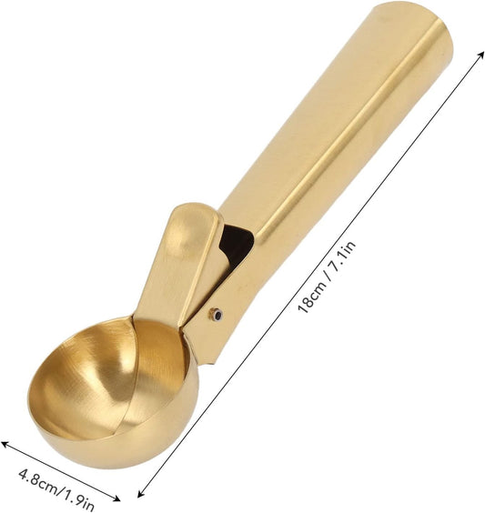 Ice Cream Scoop with Trigger – Stainless Steel Portion Scooper for Cookies, Muffins & Meatballs – Easy Release Disher for Baking, Commercial & Home Kitchen – Gold