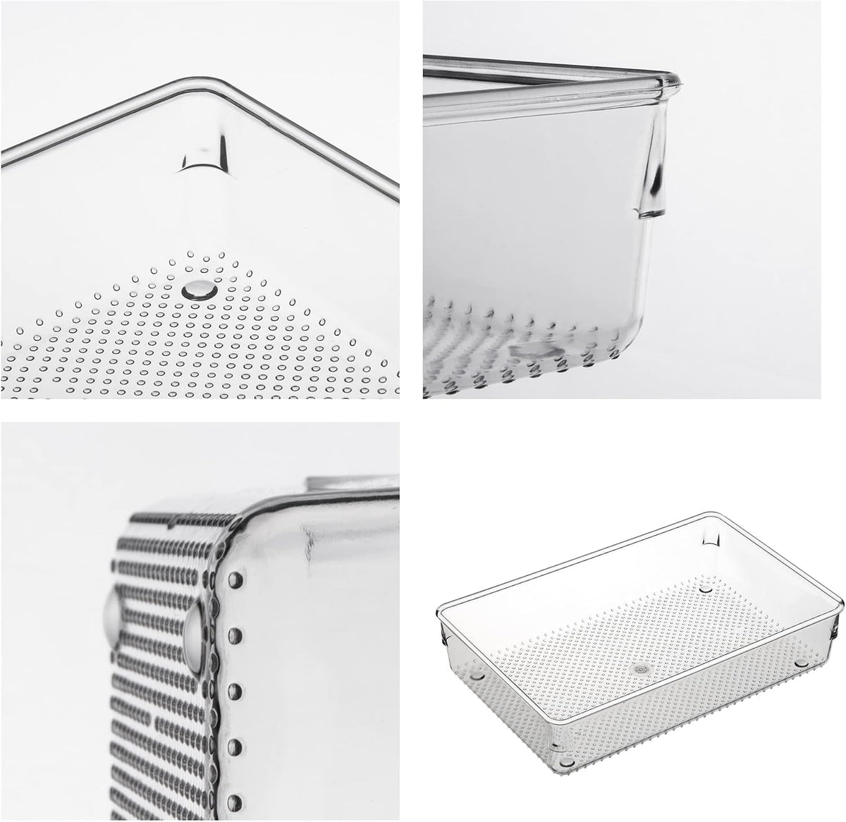 3 Pack Large Clear Plastic Drawer Organizer Tray Cutlery Utensil Makeups Drawer Organizers 12" X 6"