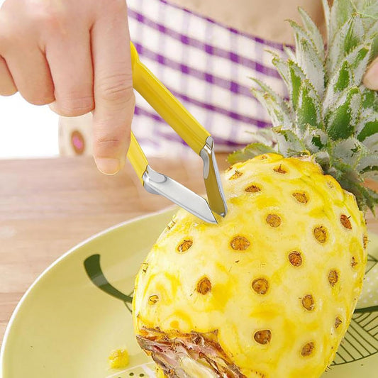 Pineapple Peeler - Multifunctional Pineapple Eye Peeler, Pineapple Corer and Slicer Tool, Strawberry Stem Remover Tool, Portable Kitchen Gadget, Yellow, PN3MAVYLGF1SJ5VN0B9