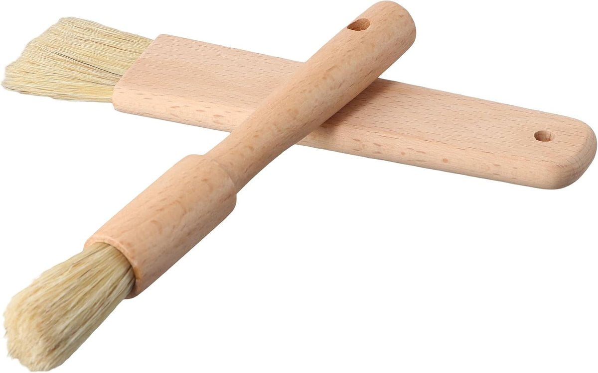 Pastry Brushes with Wooden Handle, Spreading Butter Oil Brush Round Handle Bristle Brushes Flat Pastry Baking Brush Kitchen Cooking Brush for Grill BBQ Spreading Butter Cooking Baking