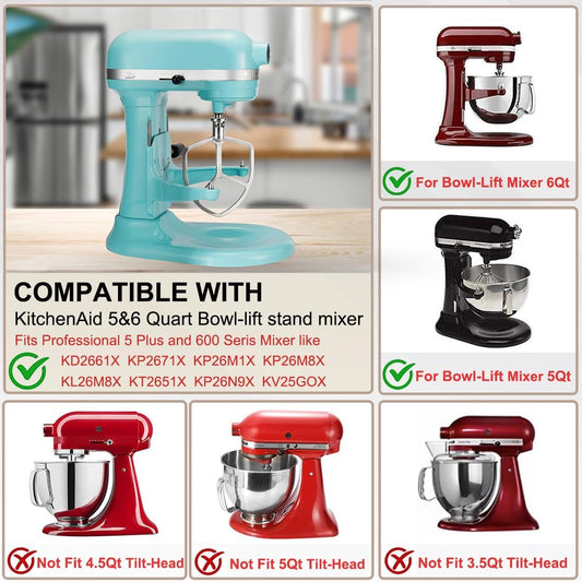 Stainless Steel Flat Beater for Kitchenaid 5/6 Qt Bowl-Lift Mixer K5SS KP26 | Dishwasher Safe, 18/8 Stainless Steel Paddle Attachments Fits for Kitchenaid Professional 5 Plus and 600 Seris Mixer