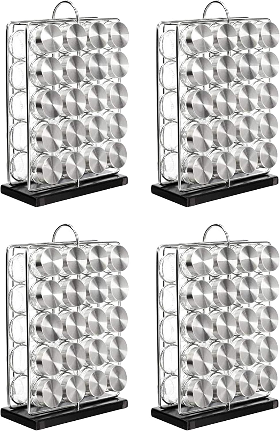 20 Jars Spice Rack Organizer, Space-Saving Kitchen Organizer with Glass Spice Jars, Sturdy, Silver