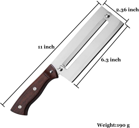 Sugar Cane & Pineapple Peeler, Paring Knife & Fruit Cutter, Stainless Steel Blade, Brown Plastic Handle