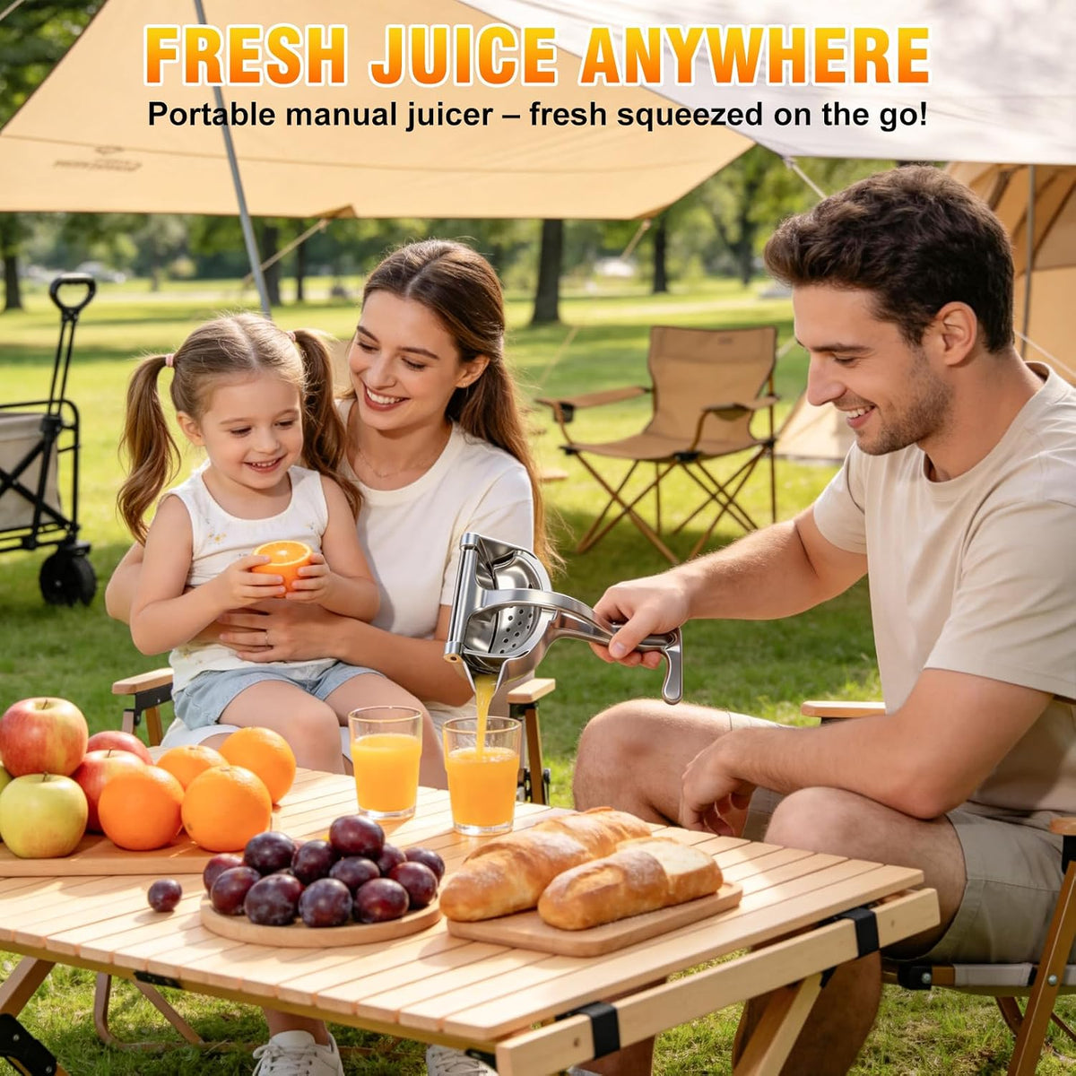 Manual Fruit Juicer Press, Heavy Duty Hand Squeezer with Less Effort Grip