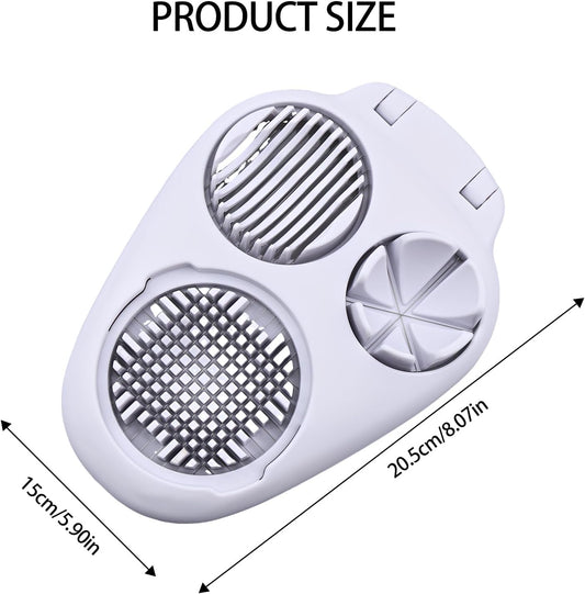 Egg Slicer for Hard Boiled Eggs, 3 Slice Modes Egg Cutter & Egg Dicer, Stainless Steel Egg Chopper for Strawberry, Grape & Tomato, Compact Kitchen Tool
