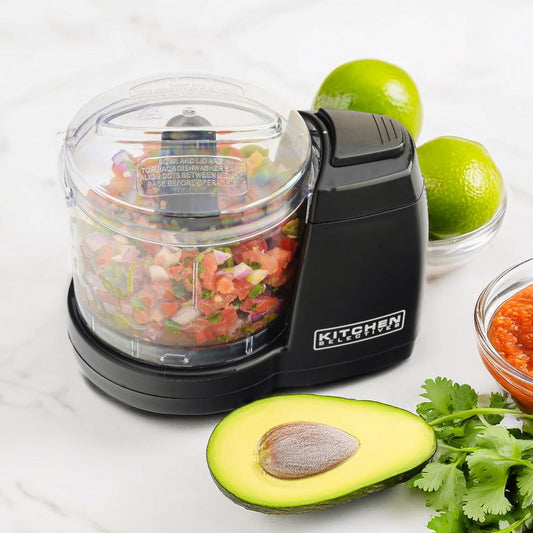 Mini Chopper by Select Brands - Mini Electric Food Chopper for Kitchen Appliances - Features Dishwasher-Safe Parts - Chops, Minces & Dices - 1-1/2 Cups, Black