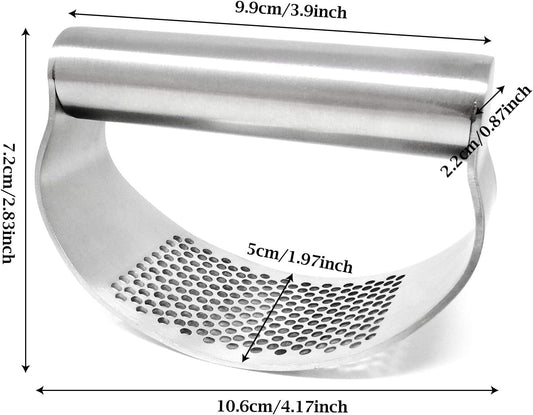 " 1PCS Stainless Steel Garlic Press Rocker Manual Garlic Crusher Garlic Easy Grip Mincer Ginger Press Squeezer Kitchen Tools for Home and Restaurants, Dishwasher Safe (4.2"")"