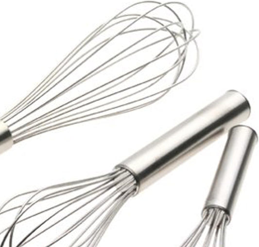 Balloon Wire Whisk Set of 3 Stainless Steel Stir/Mix/Beat 6" /8"/ 10"