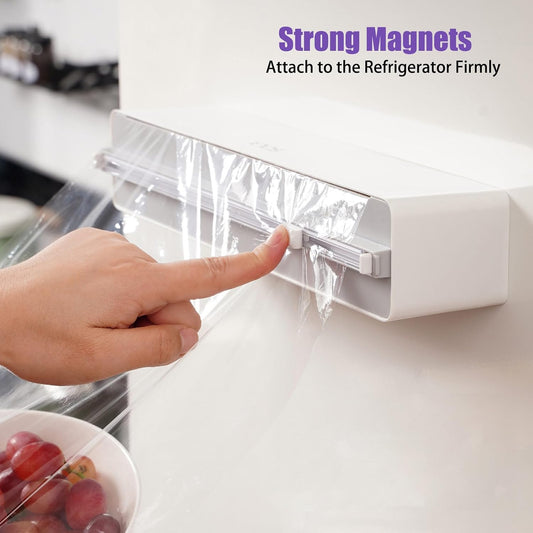 Aluminum Foil & Plastic Wrap Dispenser with Cutter - Refillable, BPA Free Cling Film Included