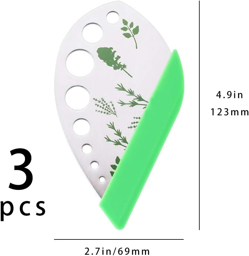 3 Pack Stainless Steel Herb Cutter Stripper, 9 Holes Kitchen Leaf Herb Stripper, 2 in 1 Design Herb Stripper Tool, Herb Leaf Stripping Tool Metal Herb Pealer Remover