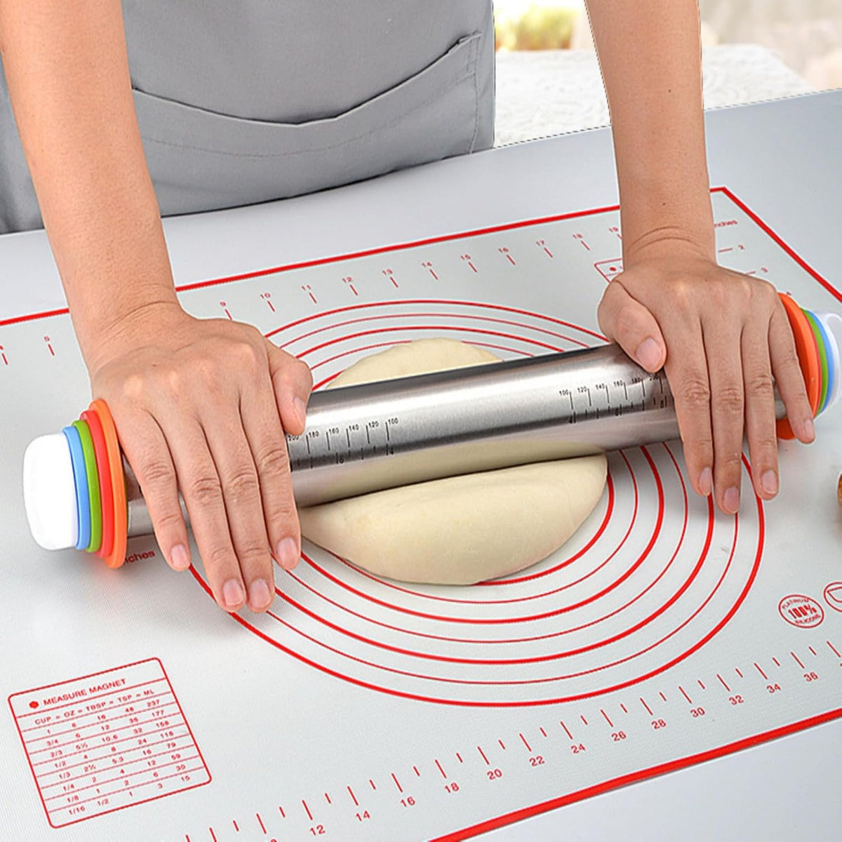 Adjustable Rolling Pin with Thickness Rings,Cake Pop Rolling Pin