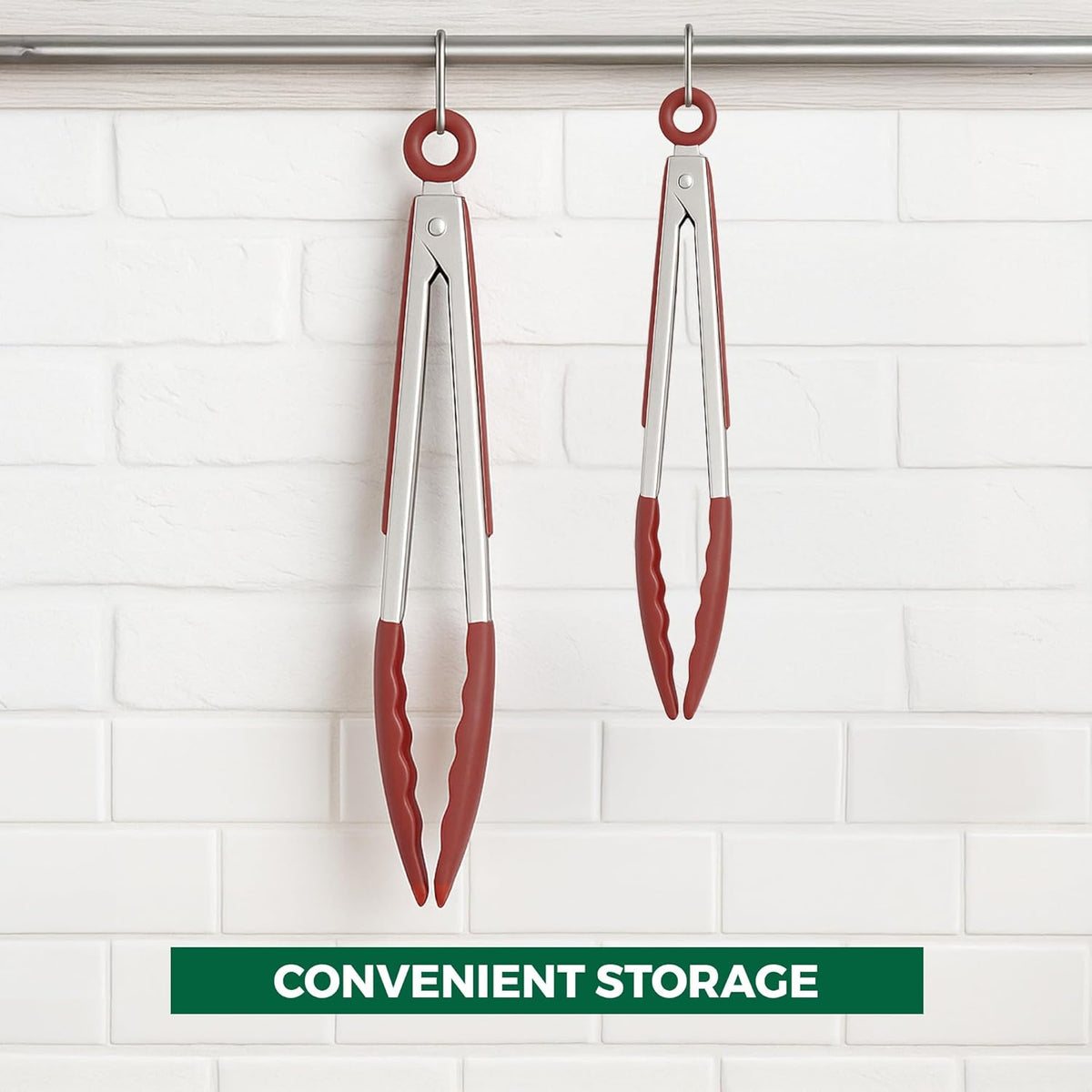 Stainless Steel Kitchen Tongs for Cooking with Silicone Tips, Silicone Tong for Grilling, Serving Food and Kitchen Essentials, 9" & 12" Silicone Tongs, Set of 2