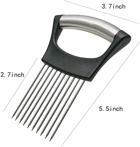 Onion Holder for Slicing, Stainless Steel Onion Slice Holder Lemon Slicer Cutter for Slicing, Multi-Use Vegetable Chopper for Onions Tomatoes Avocados Potato Meat Lemon, Food Slicing Assistant (1pcs)