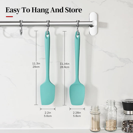 600ºF Heat Resistant Silicone Spatula Spoonula Set of 2, Aqua Sky | High Heat Food Safe Kitchen Use Scraper for Cooking Baking Mixing Scraping Stirring Cake Nonstick Cookware Pan Bowl