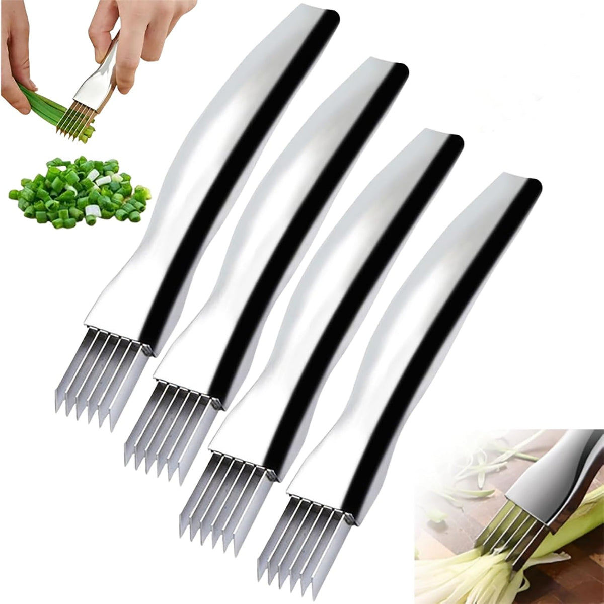 Shred Silk The Knife, 2026 Upgrade Green Onion Cutter Stainless Steel Chopped Kitchen Slicing Tool Cutter for Vegetables Onion Garlic, Multifunctional Kitchen Food Vegetable Cutters (1Pack)