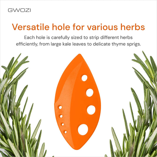 Herb Stripper Tool - Herb Leaf Stripper with 8 Holes - Kitchen Herb Stripping Tool - Plastic Greens Stripper for Kale, Cilantro, Thyme, Chard, Basil, Rosemary