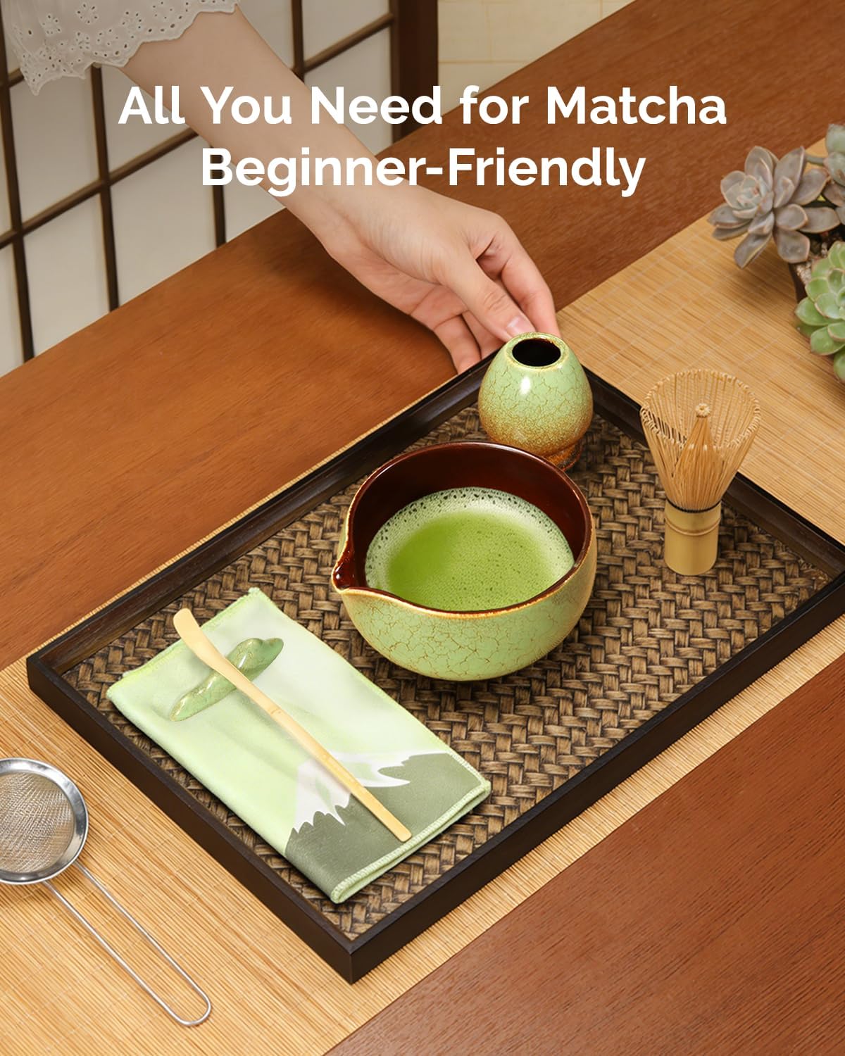 Matcha Whisk Set, 7-Piece Kit with Spouted Ceramic Bowl