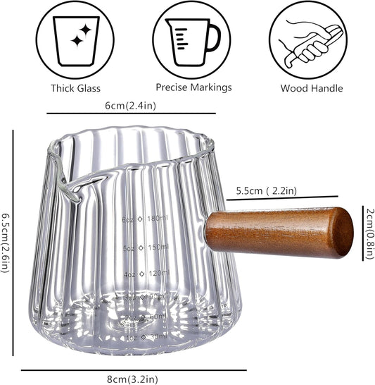 6OZ Espresso Cups Glass, Espresso Shot Cup With V-Shaped Mouth, Glass Measuring Cup, Markings in both oz & ml