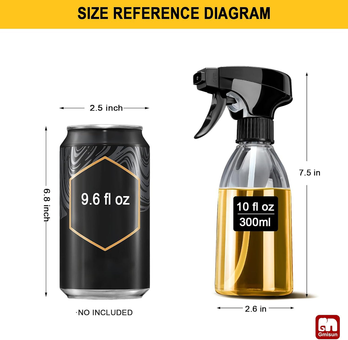 Oil Sprayer for Cooking, 2 Pack Olive Oil Spray Bottle, 10oz Food-Grade Plastic Oil Spritzer Mister, Refillable Oil Dispenser Bottle for Salad, BBQ, Grilling, Kitchen Baking, Roasting