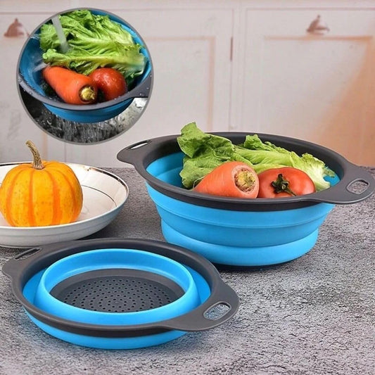 CRG Red Folding Kitchen Strainer Bowl – Portable Collapsible Colander for Pasta, Rice, Vegetables and Fruit – Compact Food Washer for Small Apartment, Dorm or RV Cooking Essentials