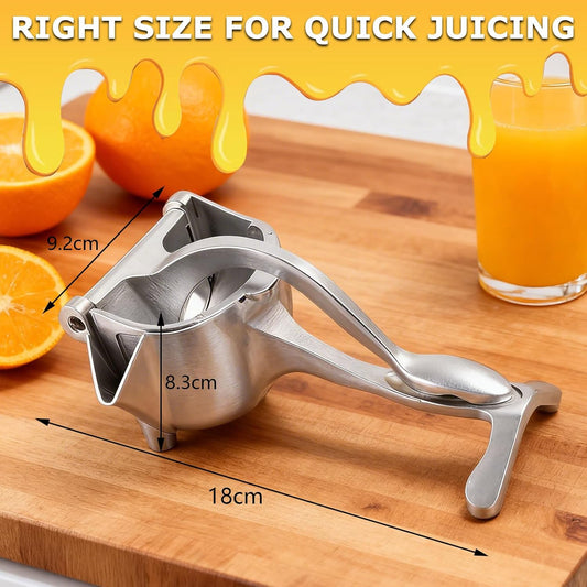 Fresh Fruit Juice Squeezer Handheld Aluminum Alloy,Hand Juicer Squeezer Lemon,Non-Slip Ergonomic Grip,Easy to Clean for Orange, Lemon, And Watermelon,with Two Beverage Bottles And A Cleaning Brush.