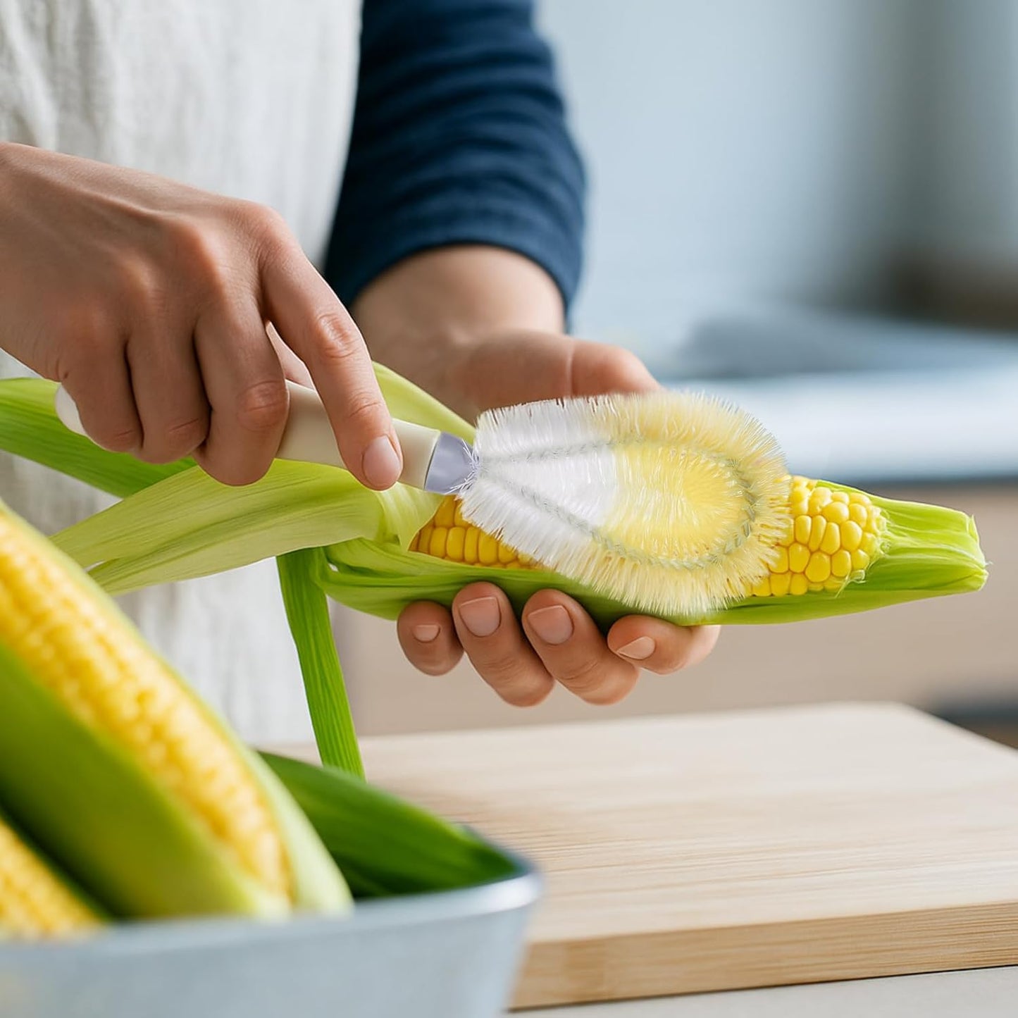 Nuogo Corn Peeler with Corn Silk Remover Stainless Steel Stripping Tool for Home & Outdoor Barbecue