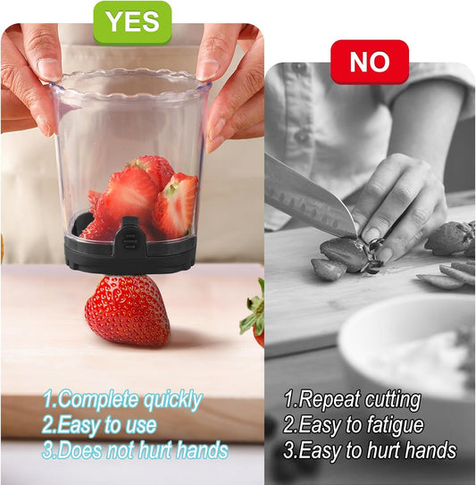 Strawberry Slicer:Fruit Slicer Cup Veggie Salad Speed Cutter for Strawberries Egg Banana Mushroom Cucumber Kiwi the Kitchen Portable Slicing Tool (Pink)