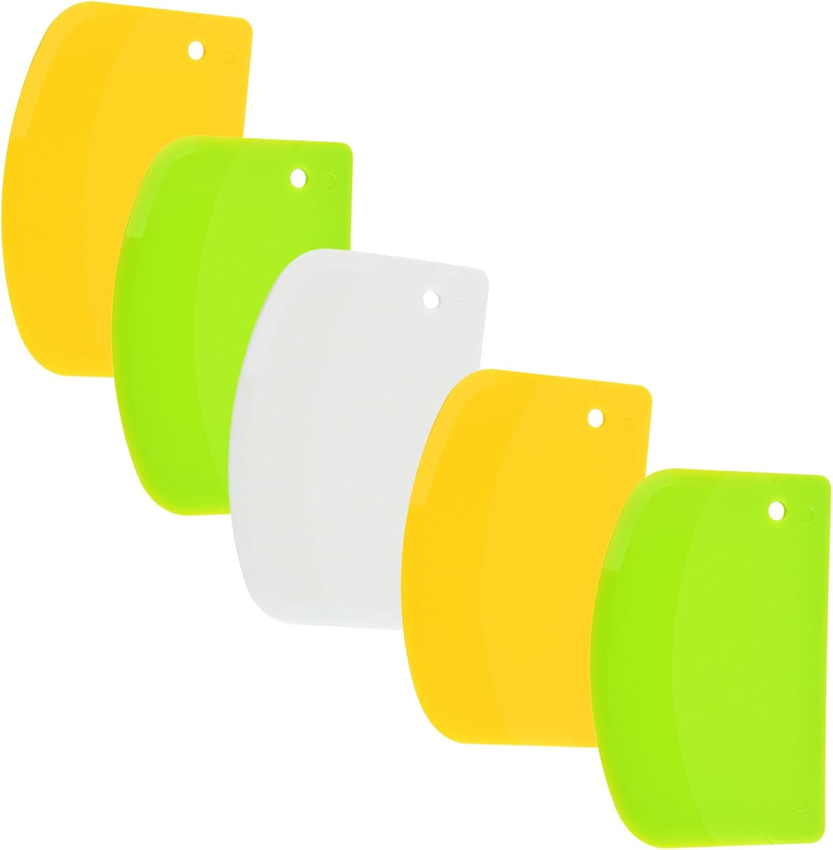 5 Pack Dough Scraper, 5.3 x 3.6 Inch Plastic Bench Scraper, Bowl Spatula, Kitchen Pastry Cutter Tool for Bread Dough, Pastry, Pizza, Baking Cake (Multicolor)