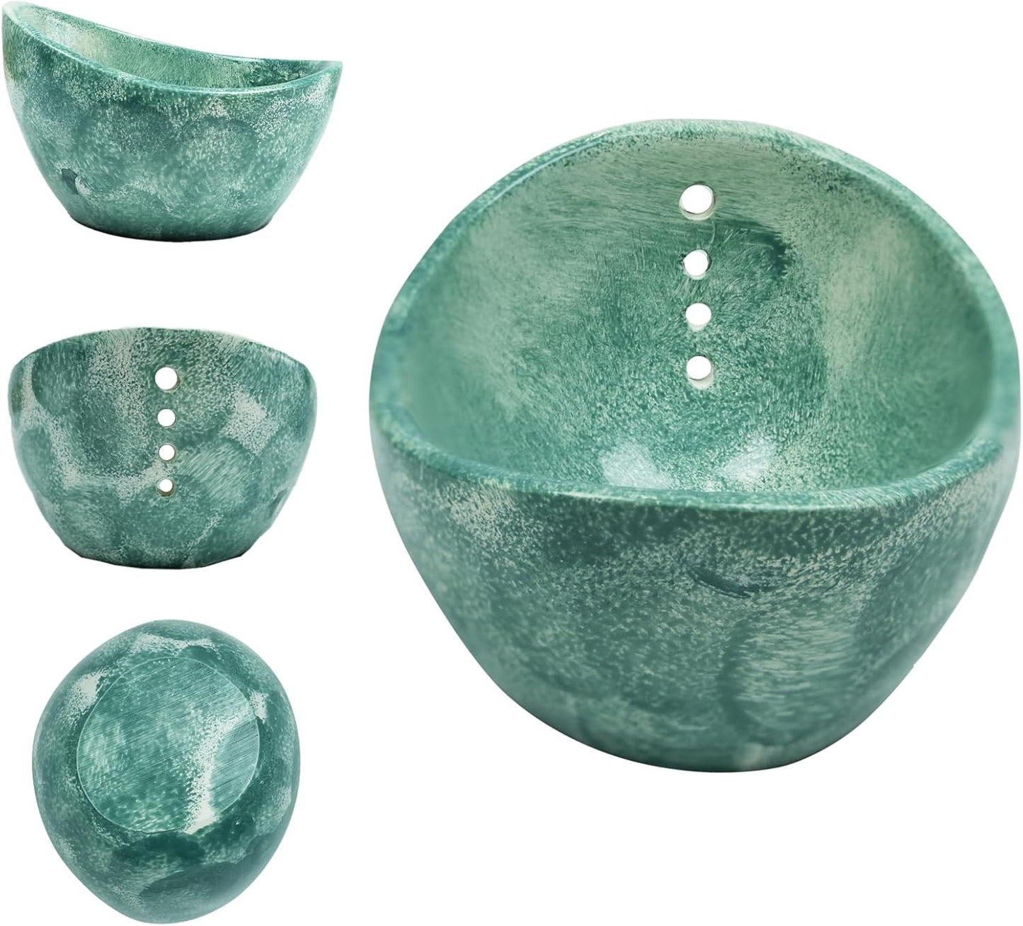 Earthenware Herb Stripping Bowl 2Pack, Pottery Herb Stripper Bowl Handmade, New Earthenware Kitchen Tools Supplies, Multiple Size Holes for Stripping Herbs, Rosemary, Thyme(3.94"x3.35"x2.28")