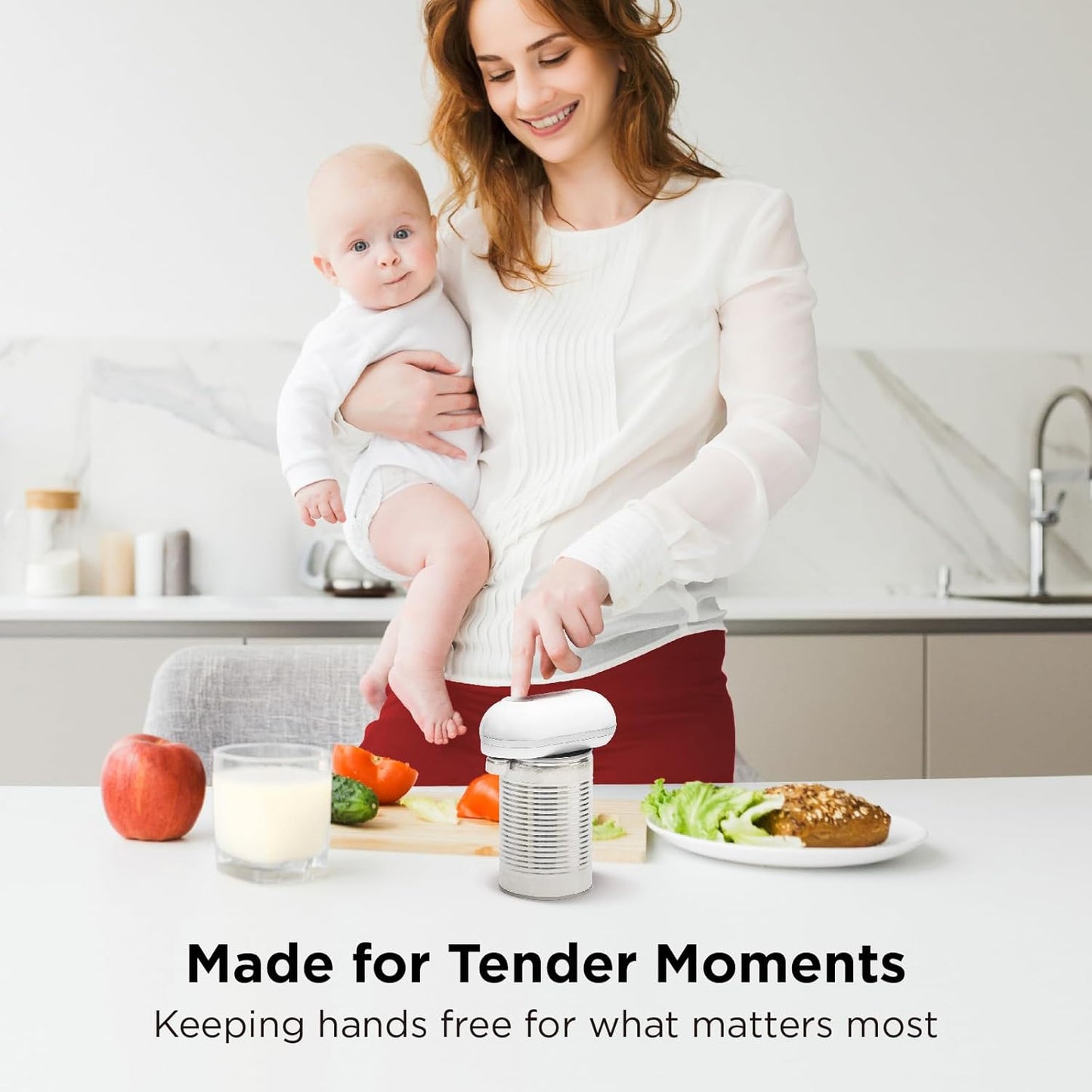 Kitchen Mama Mini Plus Rechargeable Electric Can Opener: USB-C Charging, Hands-Free, Auto Stop, Compact, Cordless, Smooth Edge - Perfect for Seniors with Arthritis, Home, and Travel (Red)