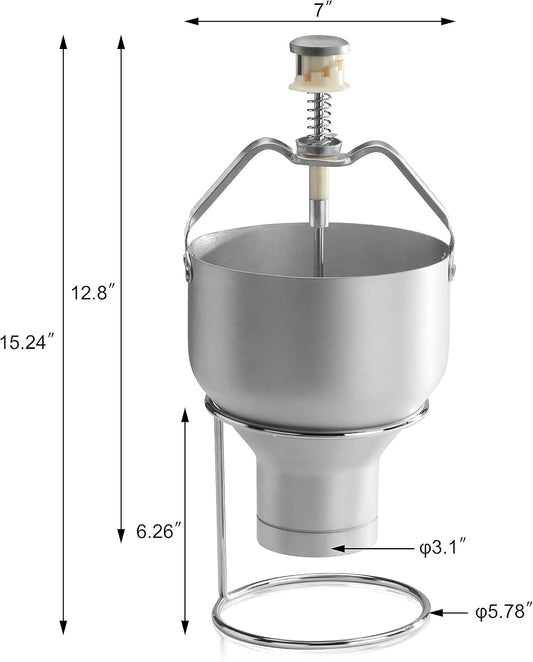 New Star Foodservice Commercial Aluminum Pancake Batter Dispenser with Stand, Portion Control Batter Dispenser for Pancakes, Waffles, Silver