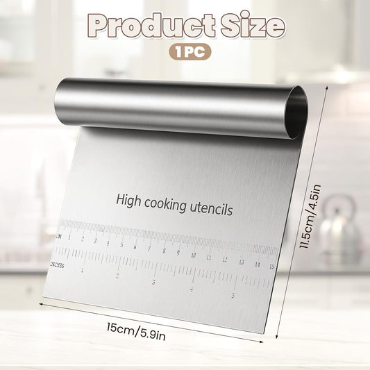 2 Pcs Bench Dough Scraper Cutter, Stainless Steel Pastry Cutter Kitchen Food Scraper Chopper, Metal Dough Scrapers Versatile Kitchen Tool for Butter, Baking, Bread, Cake, Pizza, and More(2Pcs)